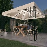 vidaXL paviljon z led lučkami 3x3 m krem | Shoptok.si