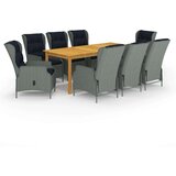  Vrtna garnitura - 9-dijelni vrtni blagovaonski set svjetlosivi - Svjetlosiva 8 | shoptok.hr