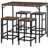 Nesta Barski set z mizo in 4 barskimi stoli, 5-delni komplet za kuhinjo, iverna plošča in jeklo, rustikalno rjava in črna, 100x60x88 cm, (5000493649) | Shoptok.si