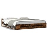 vidaXL Posteljni okvir s predali dimljen hrast 180x200 cm inž. les | Shoptok.si