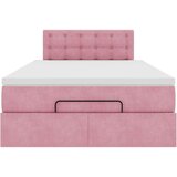 vidaXL Otomanski posteljni okvir z vzmetnico roza 120x190 cm žamet | Shoptok.si