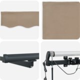 vidaXL Automatska uvlačiva tenda s LED svjetlima Bež 500x300 cm, Tenda za zamjenu tkanine za okvir 5x3 m Bež | shoptok.hr