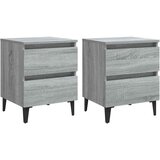  Noćni ormarići s metalnim nogama 2 kom sivi hrast 40x35x50 cm | shoptok.hr