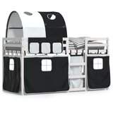  The Living Store Pograd z zavesami bel in črn 90x190 cm trdna borovina - Pograd, (21450686) | Shoptok.si