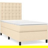 vidaXL Box spring postelja z vzmetnico krem 100x200 cm blago | Shoptok.si