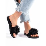Shelvt Black women's flip-flops with a flower Cijene