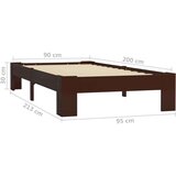  Posteljni okvir temno rjav iz trdne borovine 90x200 cm, (20606436) | Shoptok.si