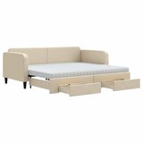  The Living Store Izvlečna dnevna postelja s predali krem 90x200 cm blago - Izvlečna Dnevna Postelja, (21496992) | Shoptok.si