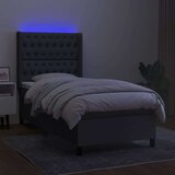 vidaXL Krevet box spring s madracem LED tamnosivi 100x200 cm tkanina | shoptok.hr