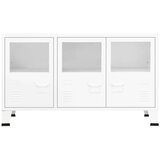  Komoda bela 105x35x62 cm kovina in steklo | Shoptok.si
