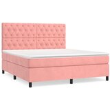  Box spring postelja z vzmetnico roza 160x200 cm žamet, (20896671) | Shoptok.si