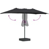  Vrtni dežnik Črna 385 x 209 x 244 cm Poliester in jeklo, (5000160743) | Shoptok.si