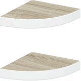  Kutne zidne police 2 kom boja hrasta i bijele 25x25x3,8 cm MDF | shoptok.hr