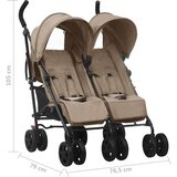  Otroški voziček za dvojčke taupe jeklen, (20802358) | Shoptok.si