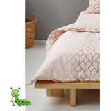  Posteljina pamučni krep roze sa zlatnim prugama - 140x200 | ePonuda.com
