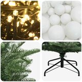 Umjetno božićno drvce s kuglicom 150 cm 150 LED lampica - Zelena 150 cm s LED žaruljama i bijelim kuglicama | shoptok.hr