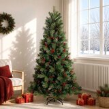  Umjetno božićno drvce s nogom 180 cm PVC i metal Zelena - 180 cm bez LED svjetala | shoptok.hr