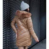 Gemre Light Brown Long Quilted Jacket Carolina | Shoptok.si