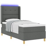 vidaXL Box Spring postelja z vzmetnico in LED temno siva 90x190 cm blago u