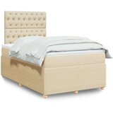vidaXL Box spring postelja z vzmetnico krem 120x200 cm blago, (21305858) | Shoptok.si