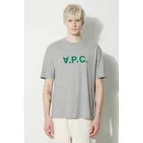 A.P.C. Pamučna majica T-Shirt River za muškarce, boja: siva, s tiskom, COFDW.H26324.PLB