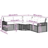 vidaXL Vrtna sofa L-oblika s jastucima+tabureom svjetlosiva poliratan | shoptok.hr