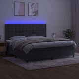  Box spring postelja z vzmetnico LED temno siva 200x200 cm žamet, (20761233) | Shoptok.si