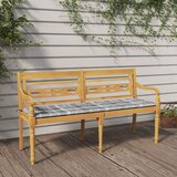  Klupa Batavia sa sivim kariranim jastukom 150 cm od tikovine | shoptok.hr