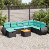  Vrtna garnitura - 9-dijelni set vrtnih sofa s jastucima crni od poliratana - Crna sa spremištem 1 | shoptok.hr