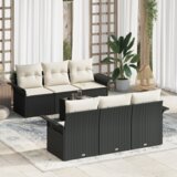  7-dijelni vrtni sofas set s jastučićima crni poli ratan | shoptok.hr