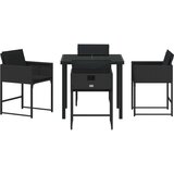 vidaXL 5-delni jedilni set za vrt z blazinami črn poli ratan | Shoptok.si