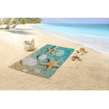 Good Morning Modra/bež žametna brisača za na plažo 100x180 cm Beachvibe – | Shoptok.si