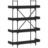  Regal za knjige 4 razine crni 100x33x145,5 cm konstruirano drvo | Eponuda.com