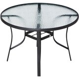 Outsunny okrogla vrtna miza z odprtino za senčnik, jeklena in steklena zunanja miza, 106,5 cm, črna, (20752954) | Shoptok.si