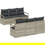  7-dijelni vrtni sofa set s jastucima svijetlo siva poli ratan 2-sjedna vrtna sofa s pohranom i jastucima siva poli ratan | shoptok.hr