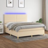  The Living Store Box spring postelja z vzmetnico LED krem 160x200 cm blago - Box Spring Postelja, (21454255) Cene