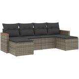  6-dijelni set vrtnih sofa od poliratana s jastucima sivi | shoptok.hr