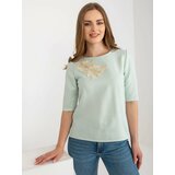 Fashion Hunters Mint formal blouse with short sleeves Cene