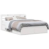 Maison Chic Posteljni okvir - Dvoposteljna postelja - Zakonska postelja z vzglavjem bel 160x200 cm trdna borovina, (21694839) | Shoptok.si