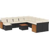  12-dijelni set vrtnih sofa od poliratana s jastucima crni | shoptok.hr