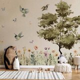 Foto tapeta - Spring Meadow - a Clearing With Flowers Painted in Watercolours 490x350 Samoljepljiva | shoptok.hr
