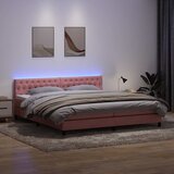  s oprugama i madracem LED ružičasti 180x210 cm baršunasti | shoptok.hr