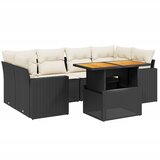 Maison Chic Seti vrtnega pohištva - Vrtna garnitura - Vrtni pohištvo set 7-delna z blazinami črn poli ratan, (21801524) | Shoptok.si