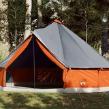 vidaXL Družinski šotor tipi za 12 oseb siv in oranžen vodoodporen