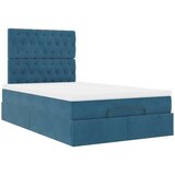vidaXL Otomanski posteljni okvir z vzmetnicami moder 120x200cm žamet | Shoptok.si