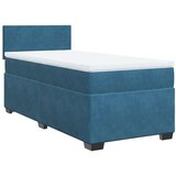 vidaXL Box spring postelja z vzmetnico modra 100x200 cm žamet | Shoptok.si