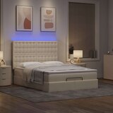 vidaXL Otomanski posteljni okvir z vzmetnico krem 140x200 cm blago | Shoptok.si