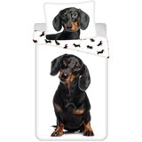 Jerry Fabrics Crno-bijela pamučna dječja posteljina za krevet za jednu osobu 140x200 cm Dachshund – Cijene
