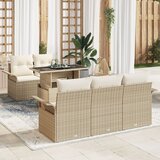vidaXL 6 delni vrtni sofa set z blazinami bež poli ratan Cene