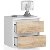 AKORD Cl2 Nočna Omarica, 2 Predala, Bela/Hrast Sonoma, (5000332058) | Shoptok.si
